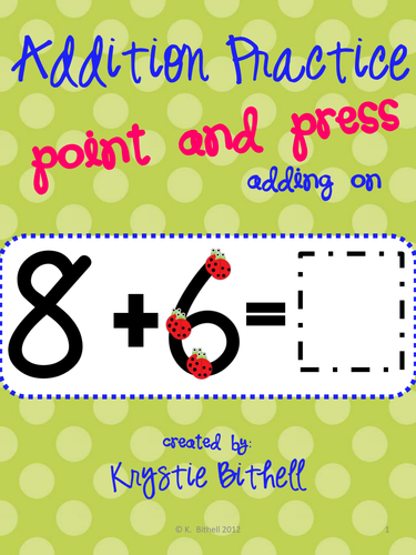 Addition Adding On Single Digit Extra Large Point and Press | Teaching ...