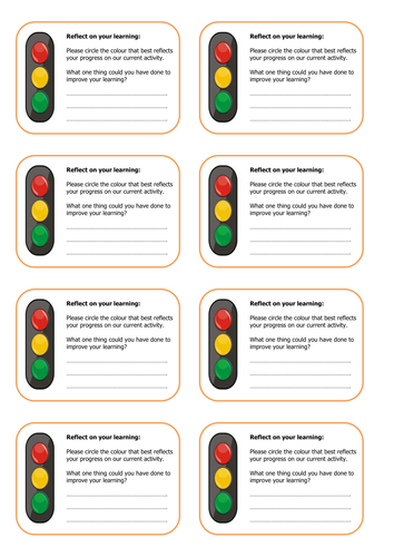 Reflect on your learning - Traffic light | Teaching Resources