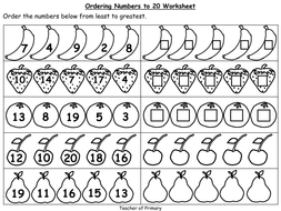 ordering numbers to 20 by teacher of primary teaching resources tes