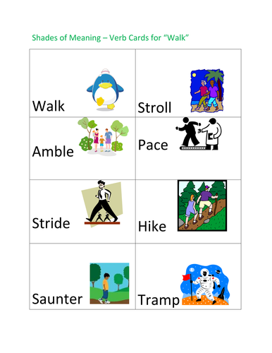 Shades of Meaning Cards - Walk | Teaching Resources