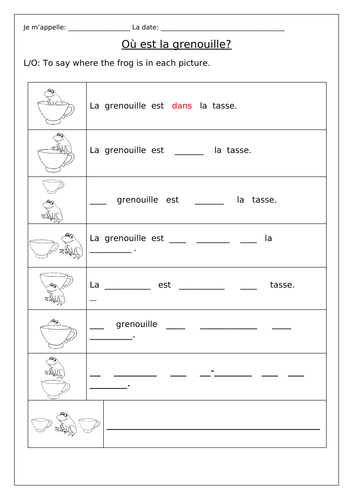 french worksheet on prepositions