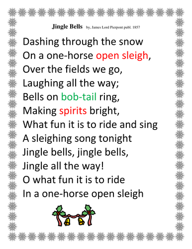 Christmas Activity - Teaching Vocabulary with Lyrics from Jingle Bells by Happyedugator