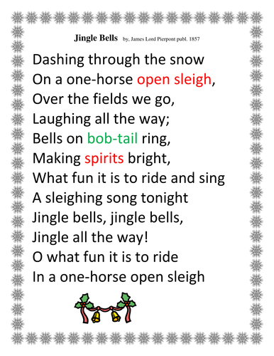 Christmas Activity - Teaching Vocabulary with Lyrics from Jingle Bells ...