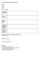 Teacher Training Observation Record Sheet | Teaching Resources