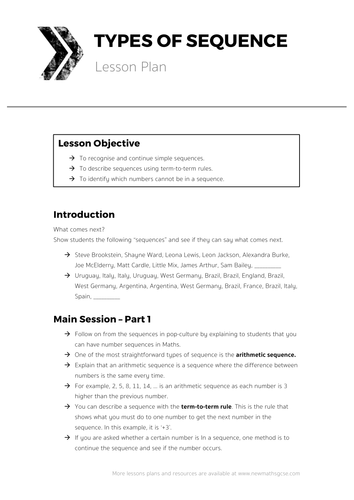 Types of Sequence - Complete Lesson | Teaching Resources