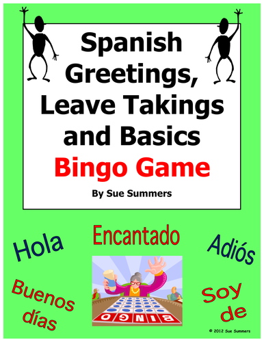 Spanish Greetings, Leave Takings, Courtesies and Basics Bingo Game