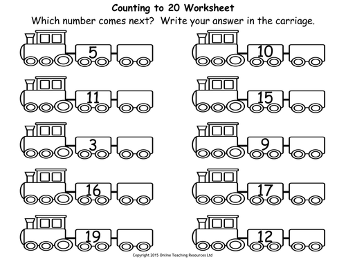 The 20 Train - Counting to 20 (PowerPoint, worksheets and wall display ...