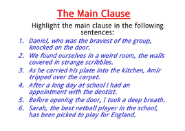 The Main Clause (Powerpoint with Worksheets) by Teacher-of-Primary ...