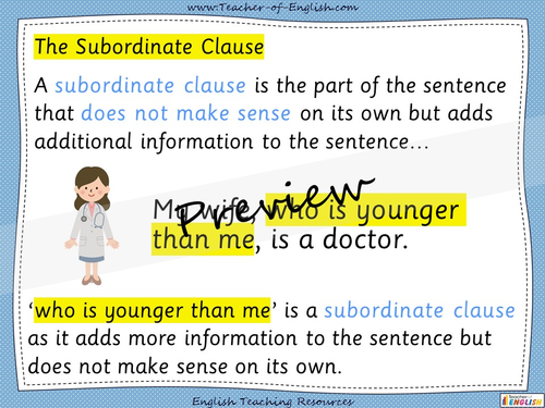 The Subordinate Clause | Teaching Resources