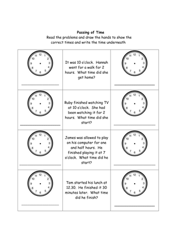 time problem solving questions year 3