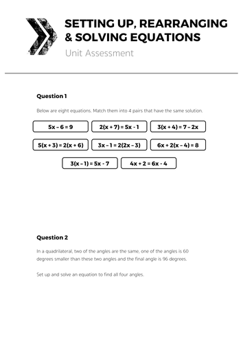Equations - Complete Unit of Work | Teaching Resources