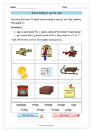 ge and dge sounds words free worksheet by krazikas