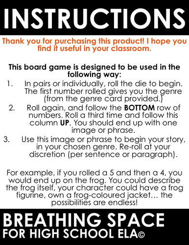 creative writing board games