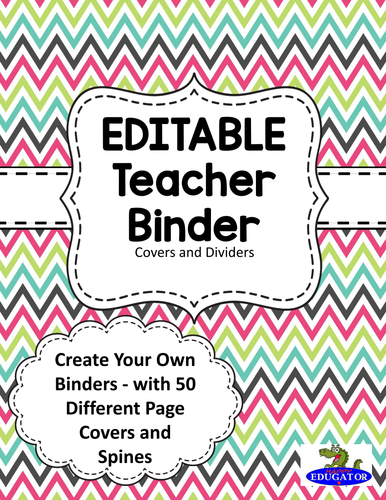 EDITABLE Teacher Binder Covers - Spring Chevron by ...
