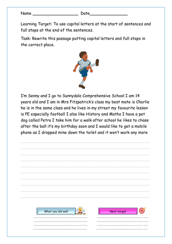 Capital Letters And Full Stops Worksheets Teaching Resources