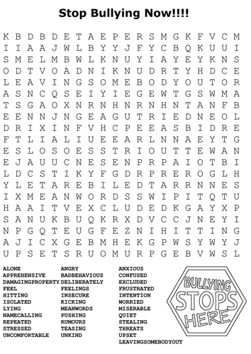 Anti-Bullying Word Search