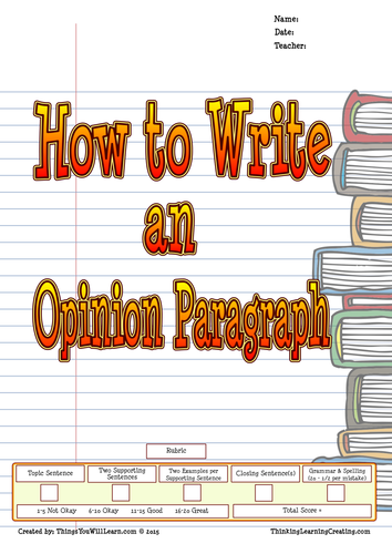How to Write an Opinion Paragraph | Teaching Resources