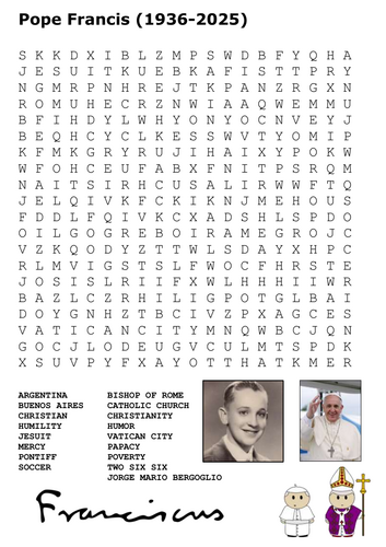 Pope Francis Word Search