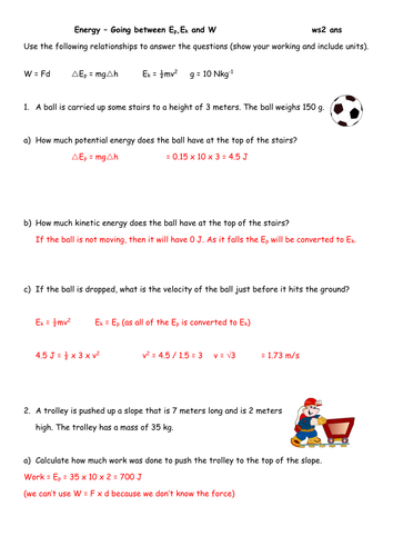 Physics Energy Force And Power Calculations For 14 16 Year Olds Teaching Resources