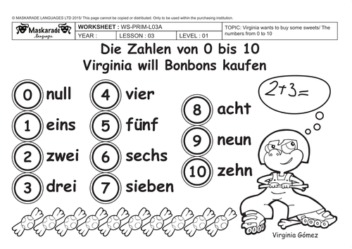 german about you y3 y4 the numbers 0 10 die zahlen von 0 bis 10 teaching resources