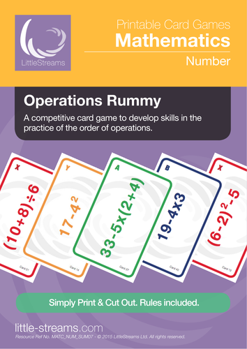 Order of Operations Rummy by LittleStreams - Teaching ...