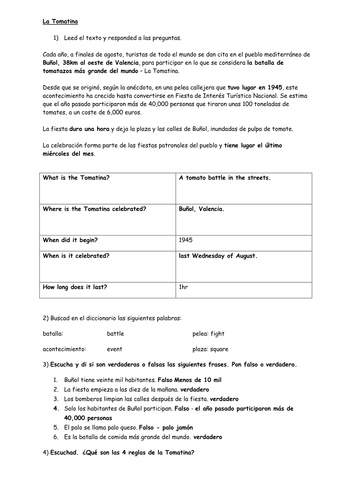 La Tomatina - Spanish festival | Teaching Resources