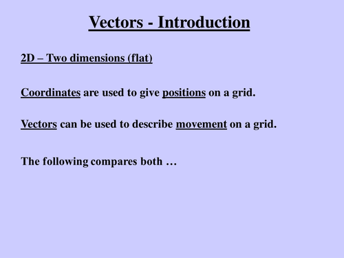 Higher Mathematics Unit 3 Vectors 11x Presentations and 8x Smartboard Notebook lessons on vectors