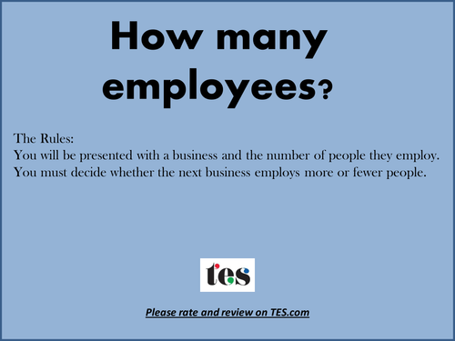 Careers resource- How many employees? | Teaching Resources