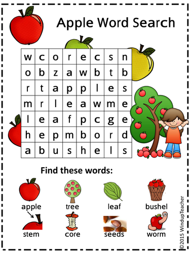 Apple Word Search *Easy for Primary | Teaching Resources