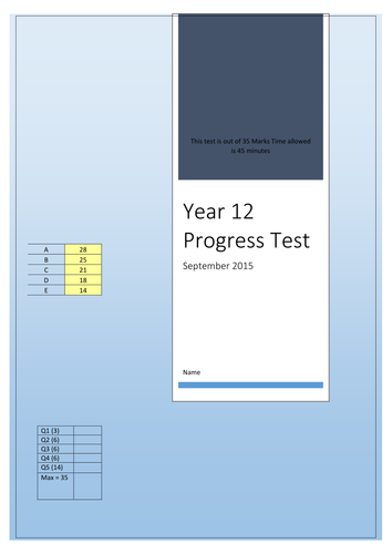 Year 12 ICT Progress Test and Mark Scheme