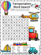 Transportation Word Search - 2 levels of difficulty | Teaching Resources