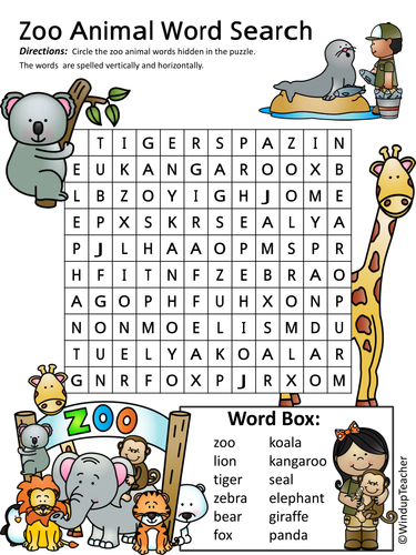 zoo word search 2 different levels teaching resources