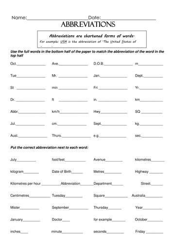 Common acronyms - ESL worksheet by mc2602