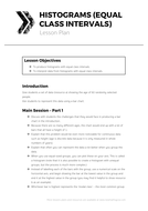 Histograms (Equal Class Intervals) - Complete Lesson | Teaching Resources