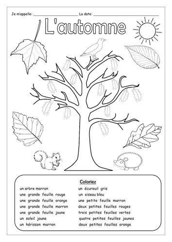FRENCH - AUTUMN - L'automne - Worsheets | Teaching Resources