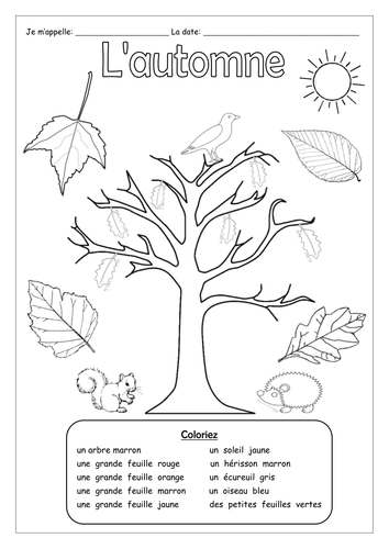 FRENCH - AUTUMN - L'automne - Worsheets