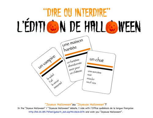 DIRE OU INTERDIRE?  (Un jeu comme Taboo): L'édition de Halloween