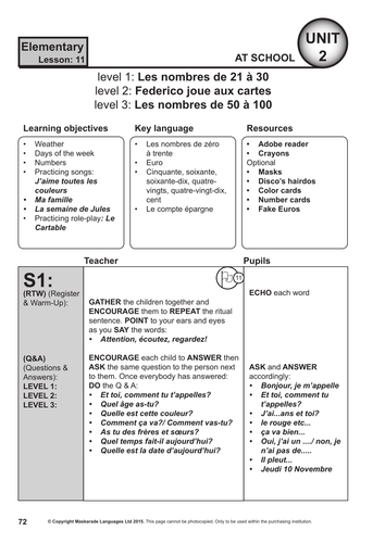 FRENCH - 3RD/4TH GRADES- AT SCHOOL: Multiplication/ Addition/ Numbers 0 ...