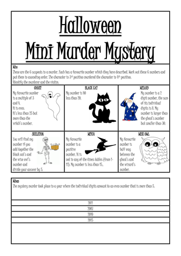 Halloween Maths Murder Mystery Ks2! | Teaching Resources