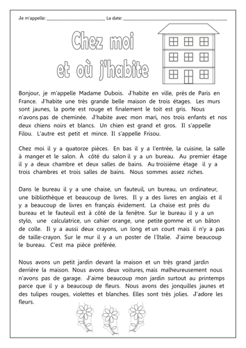 FRENCH - Chez moi et où j'habite - Worksheets