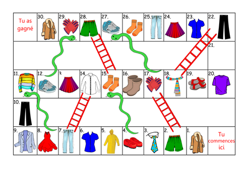 FRENCH - Clothes - Les Vêtements board games