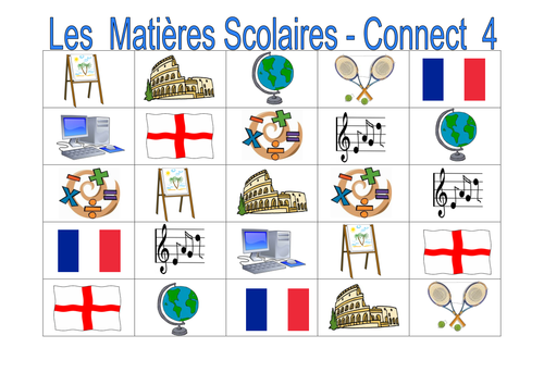FRENCH-SPANISH-GERMAN - School Subjects - Connect 4