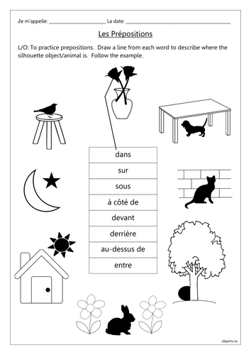 An introduction to FRENCH PREPOSITIONS - worksheets