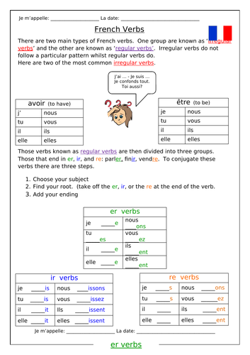 An introduction to FRENCH verbs - Worksheets | Teaching Resources