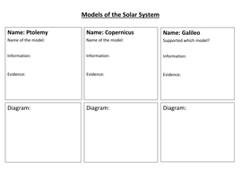 Models Of The Solar System Worksheet