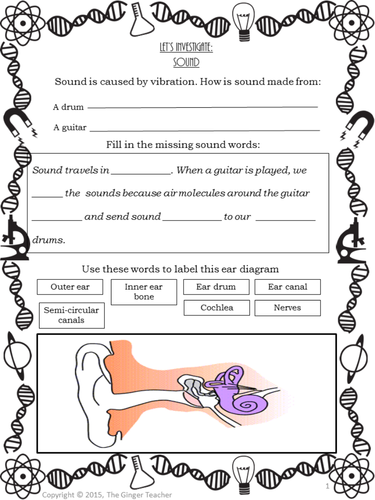 sounds vibrations and hearing science steam worksheets teaching resources