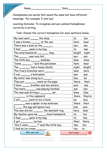 year 2 homophones and near homophones teaching resources