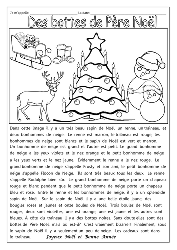 FRENCH - CHRISTMAS - Les bottes de Père Noël - Comprehension - Worksheets