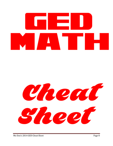 GED Math Cheat Sheet | Teaching Resources