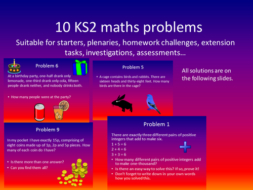 10 KS2 maths challenges MA1